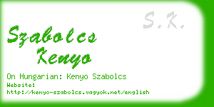 szabolcs kenyo business card